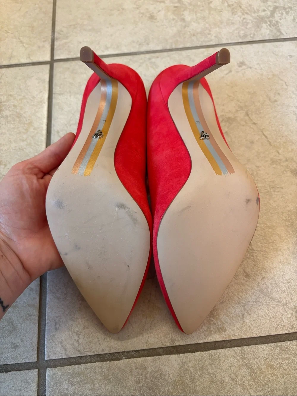 Sam Edelman Redish/ Pink Suede Pointed Toe Pumps